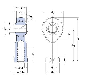 SKF SIKB 20 F kĺbová hlavica, vnútorný pravý závit, oceľ/PTFE FRP