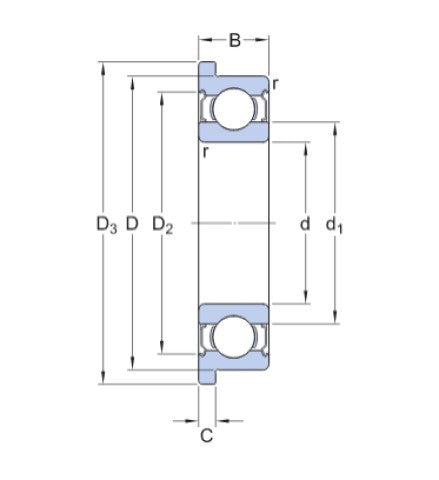 SKF W 637/8 R-2Z nerezové guľôčkové ložisko s prírubou