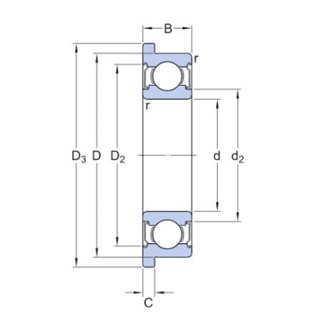 SKF W 608 R-2Z (SF608-2Z) nerezové guľkové ložisko s prírubou