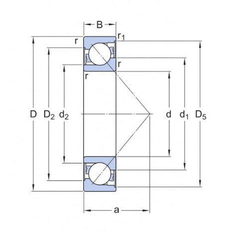 SKF 7202 BE-2RZP kuličkové ložisko s kosoúhlým stykom