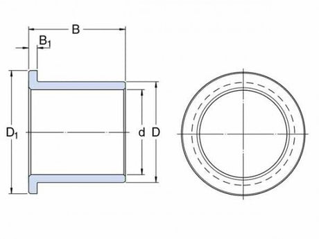 SKF PBMF 202820 M1G1 klzné puzdro s prírubou, masívna bronz